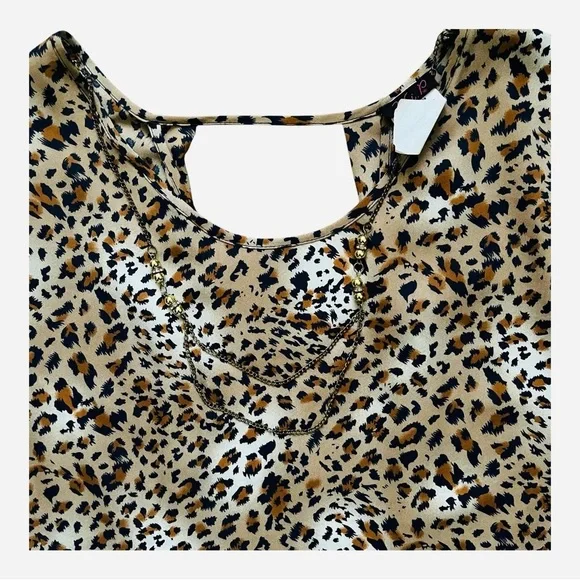 WIP Melody semi casual topshirt M scoop neck leopard print detailed back - Picture 6 of 14